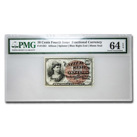 4th Issue Fractional Currency 10 Cents CU-64 EPQ PMG (FR#1261) 4th Issue Fractional Currency 10 Cents CU-64 EPQ PMG (FR#1261)